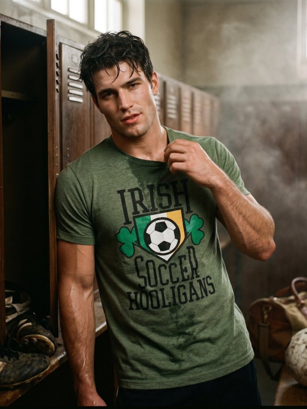 Walnut & 39th Mens M Tee Green Cotton Irish Soccer Hooligans Rare Essential Rave